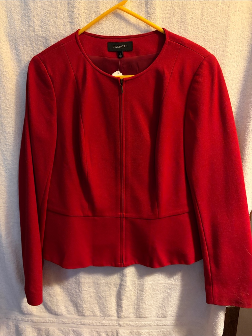 Talbots Red Zip-Front Women's Peplum Blazer